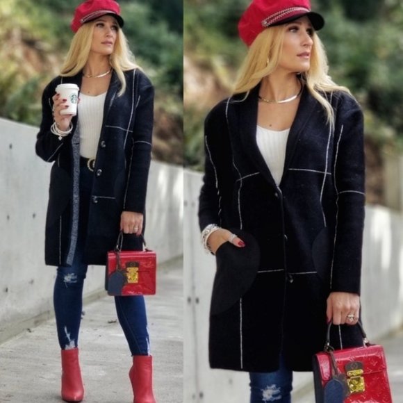 MODA ME COUTURE Jackets & Blazers - CITY DOLLZ Grid Coat